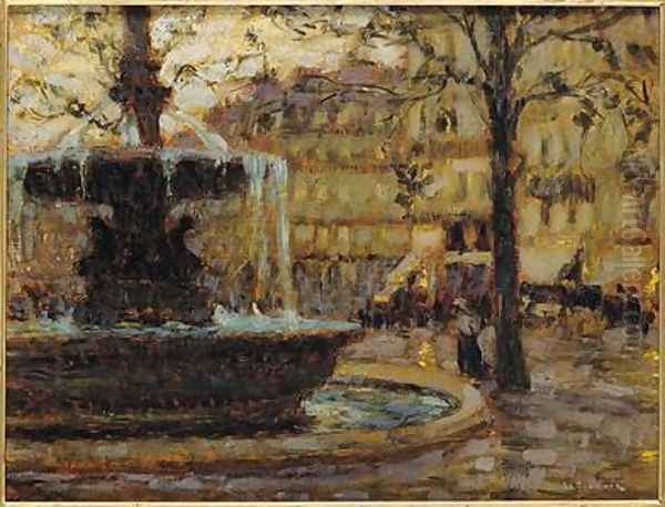 Place du Palais Royal Oil Painting by Henri Eugene Augustin Le Sidaner