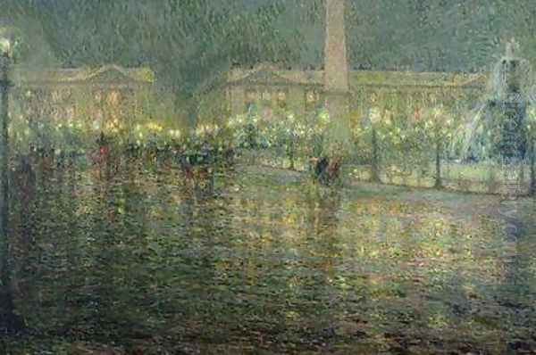 Place de la Concorde Oil Painting by Henri Eugene Augustin Le Sidaner