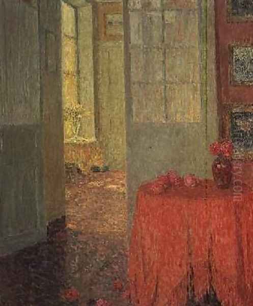 The Red Table Cloth Oil Painting by Henri Eugene Augustin Le Sidaner