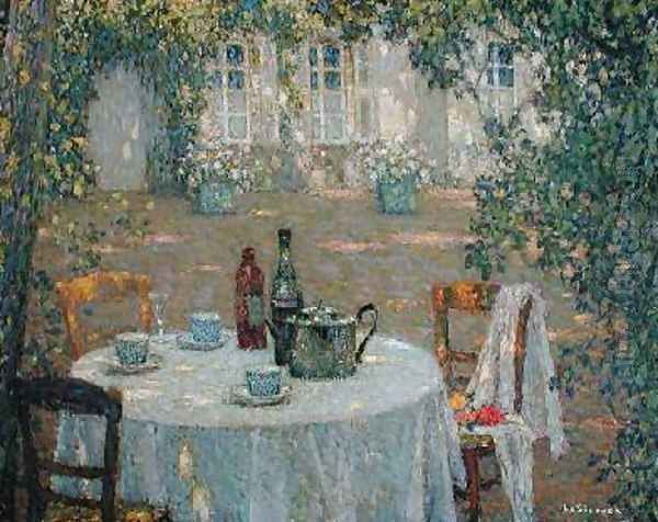 The Table in the Sun in the Garden Oil Painting by Henri Eugene Augustin Le Sidaner