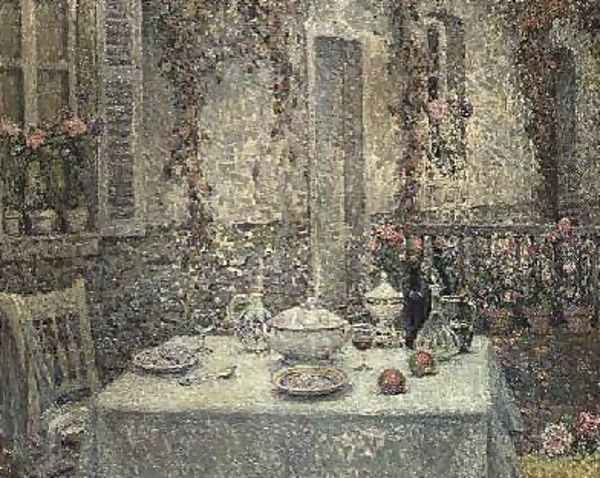 The White Tablecloth Oil Painting by Henri Eugene Augustin Le Sidaner