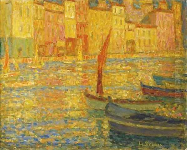 Le port de Villefranche Oil Painting by Henri Eugene Augustin Le Sidaner