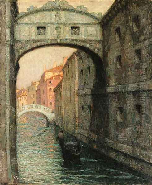 Venise, Le Pont des Soupirs (The Bridge of Sighs) Oil Painting by Henri Eugene Augustin Le Sidaner