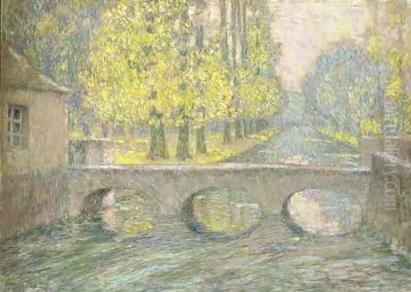 Le pont, Gisors, automne Oil Painting by Henri Eugene Augustin Le Sidaner