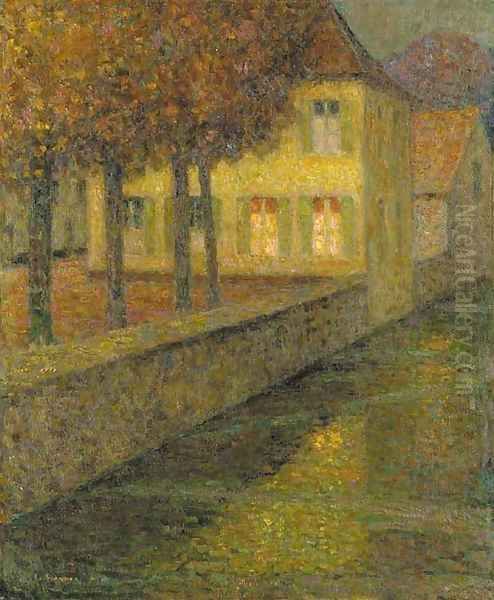 La maison du canal Oil Painting by Henri Eugene Augustin Le Sidaner