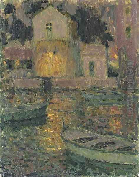 Le maison des pecheurs Oil Painting by Henri Eugene Augustin Le Sidaner