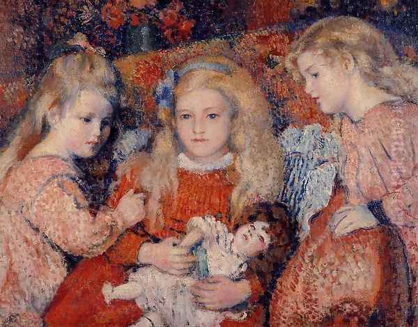 Three Little Girls Oil Painting by Georges Lemmen