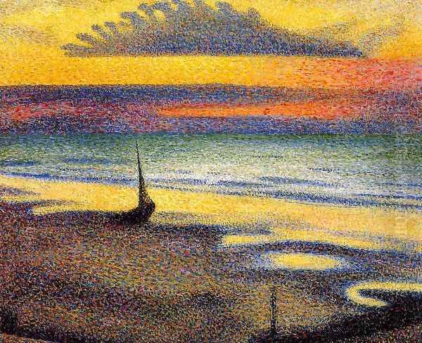 Sunset On The Beach Oil Painting by Georges Lemmen