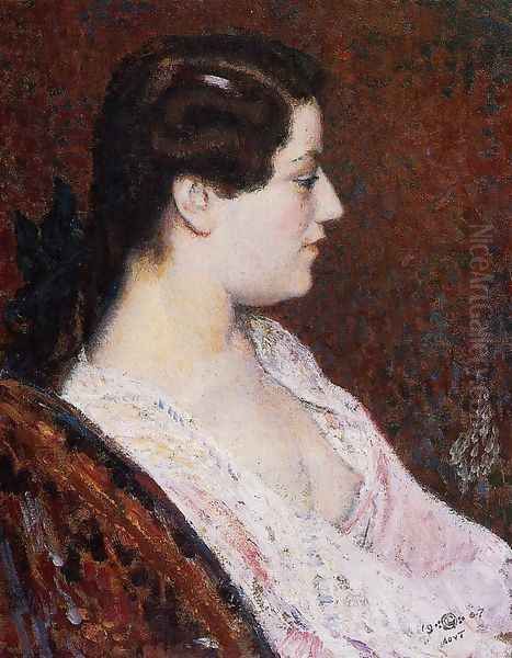 Woman with Bared Breast Oil Painting by Georges Lemmen