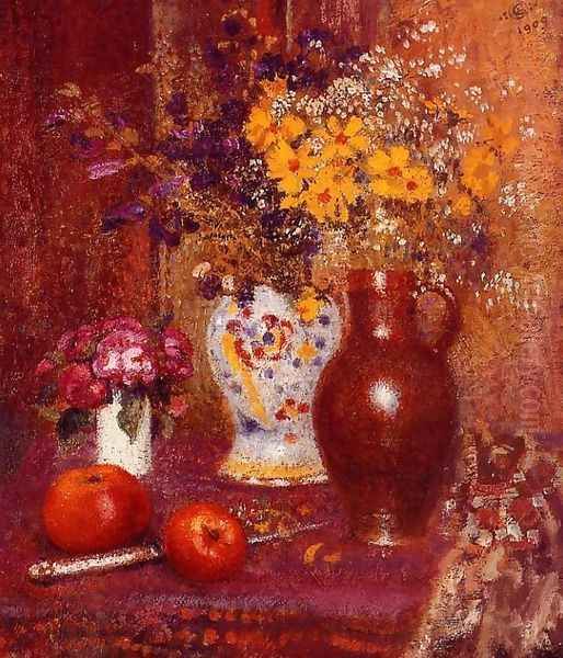 Flowers and Apples Oil Painting by Georges Lemmen