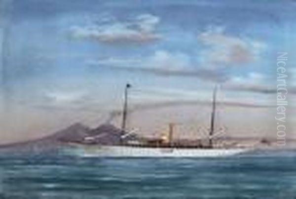 The American Steam Yacht Oil Painting by Antonio de Simone