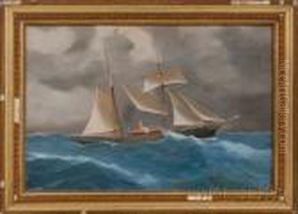 Steamer Yacht Oil Painting by Antonio de Simone