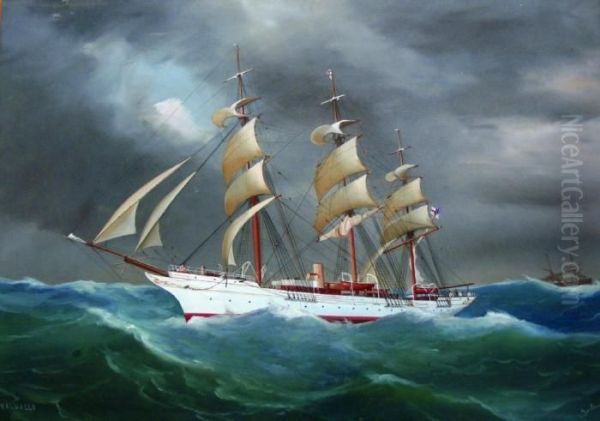 The Steam Yacht Valhalla Oil Painting by Antonio de Simone