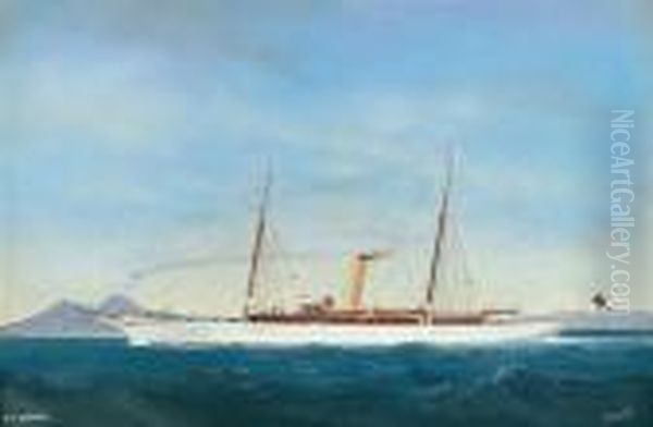 The Royal Yacht Squadron's Steam Yacht Oil Painting by Antonio de Simone