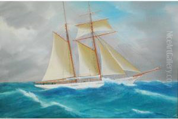 'r.s.y.c. Oceania' Yacht Oil Painting by Antonio de Simone