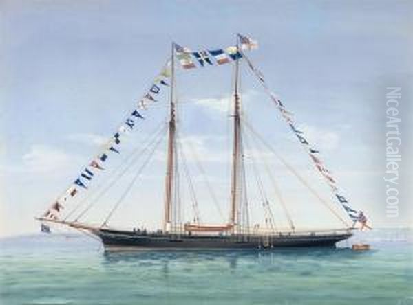 The Royal Yacht Squadron's Schooner Oil Painting by Antonio de Simone