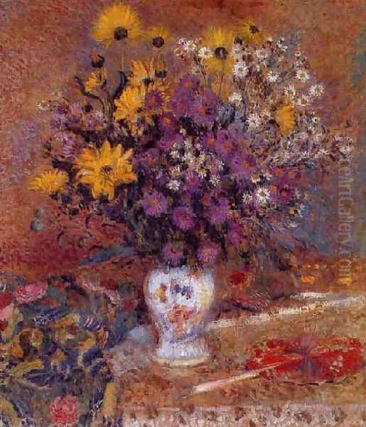 Vase Of Flowers Oil Painting by Georges Lemmen