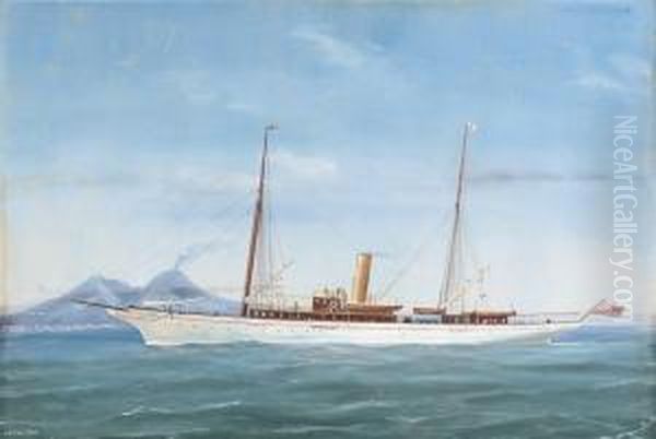 The Famous U.s. Steam Yacht Oil Painting by Antonio de Simone