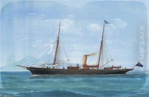 The Steam Yacht Oil Painting by Antonio de Simone