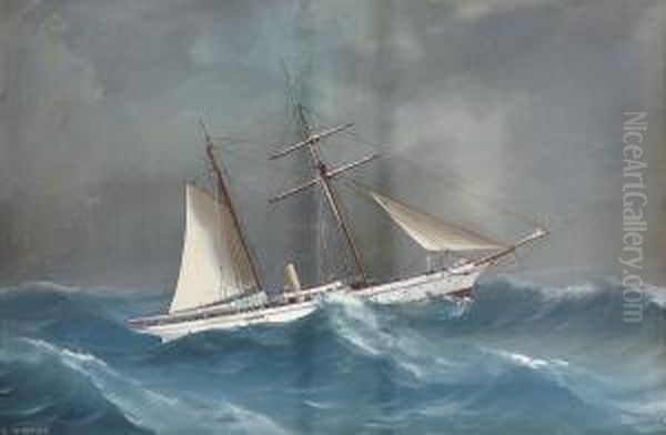 The Steam Yacht Oil Painting by Antonio de Simone