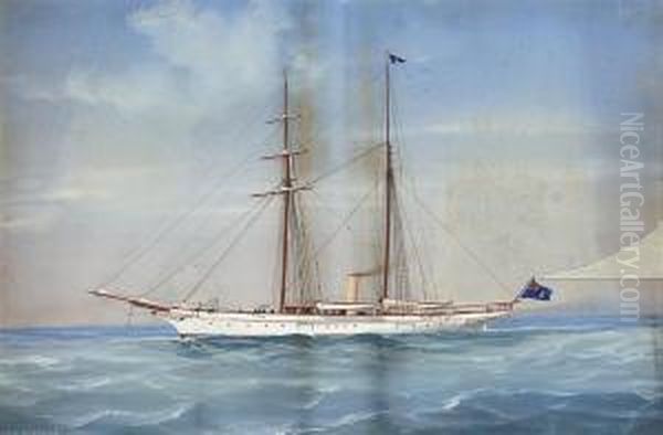 The Steam Yacht Oil Painting by Antonio de Simone