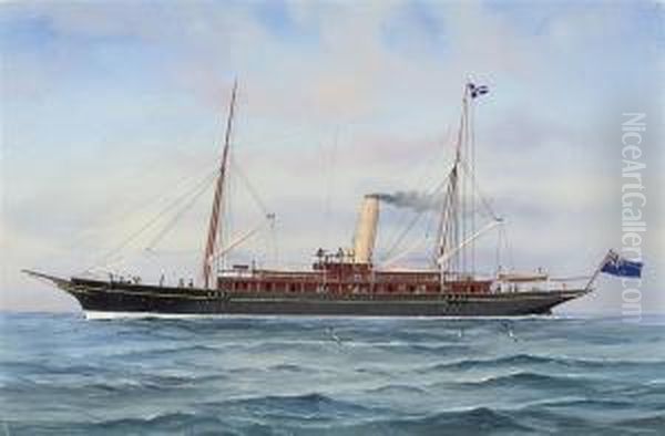 The British Steam Yacht 
Rosabelle Oil Painting by Antonio de Simone