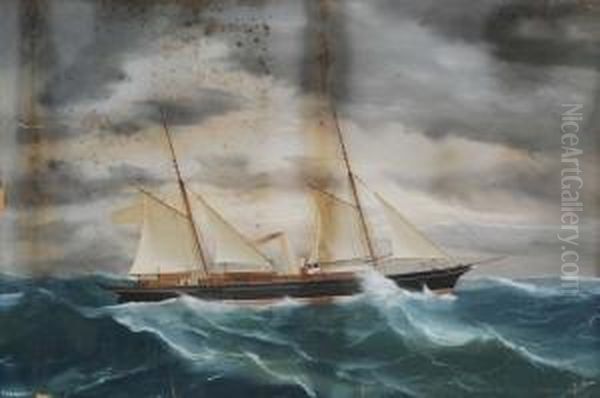 Ritratto Dello Steam Yacht Tighnamara In Mare Aperto Oil Painting by Antonio de Simone