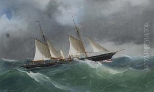 Ritratto Dello Steam Yacht Yarta In Mare Aperto Oil Painting by Antonio de Simone