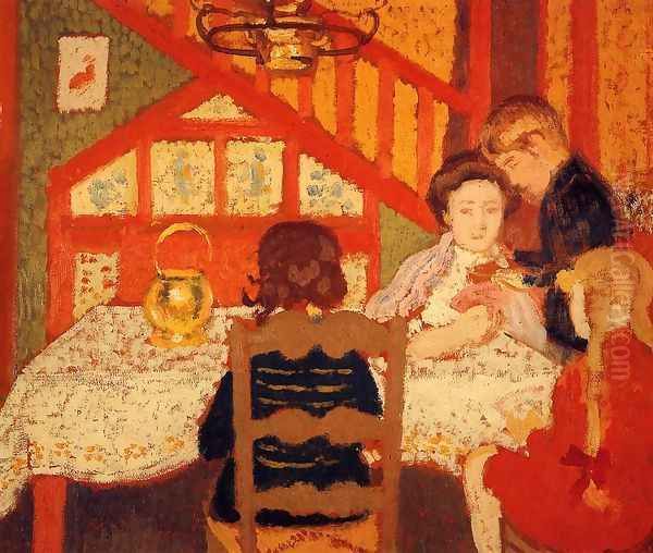 Family Gathering in Saint-Idesbald Oil Painting by Georges Lemmen