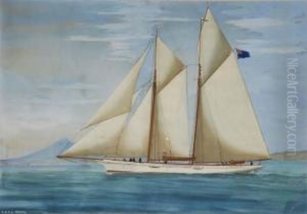 Ritratto Dello R.d.y.c. Schooner Medora Al Largo Di Napoli Oil Painting by Antonio de Simone