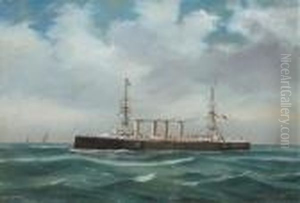 H.m.s. 
Powerful Oil Painting by Antonio de Simone