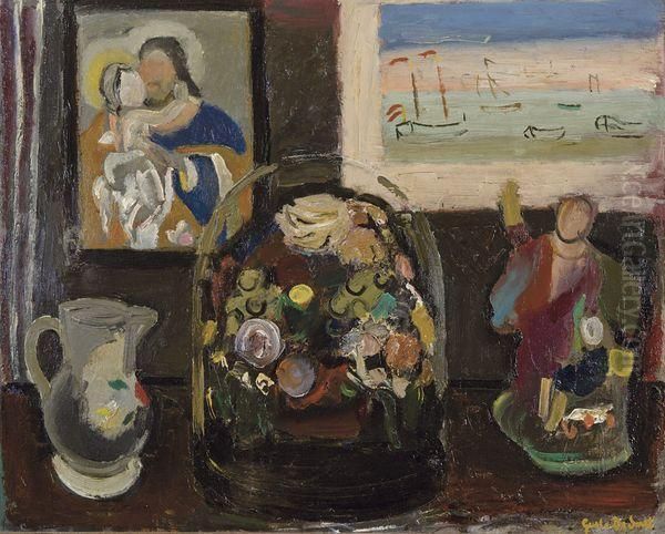 Fleurs Sous Une Cloche De Verre Oil Painting by Gustave De Smet