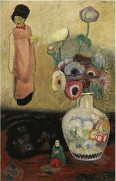 Nature Morte Aux Anemones Oil Painting by Gustave De Smet