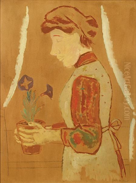 Femme Et Fleurs Oil Painting by Gustave De Smet