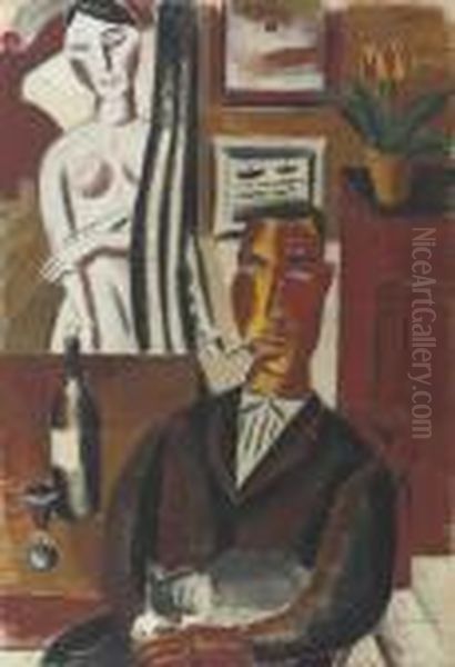 The Man With The Bottle Oil Painting by Gustave De Smet