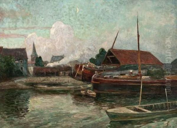 Chantier Naval Au Crepuscule Oil Painting by Gustave De Smet