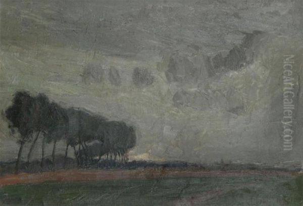 Lowland, Church In The Background, Thundery Sky Oil Painting by Gustave De Smet