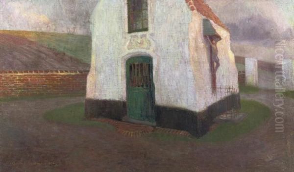 't Kappeleke - The Chapel Near 
Bruges With The Dike Of Theghent-bruges-ostend Canal In The Distance Oil Painting by Gustave De Smet