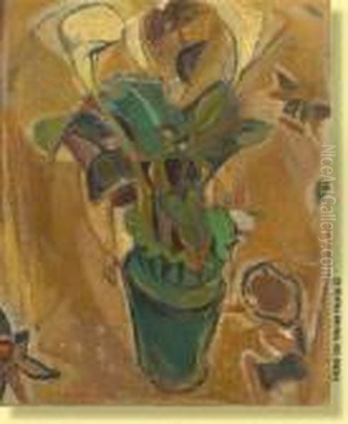 Vasefleuri D'arums Oil Painting by Gustave De Smet