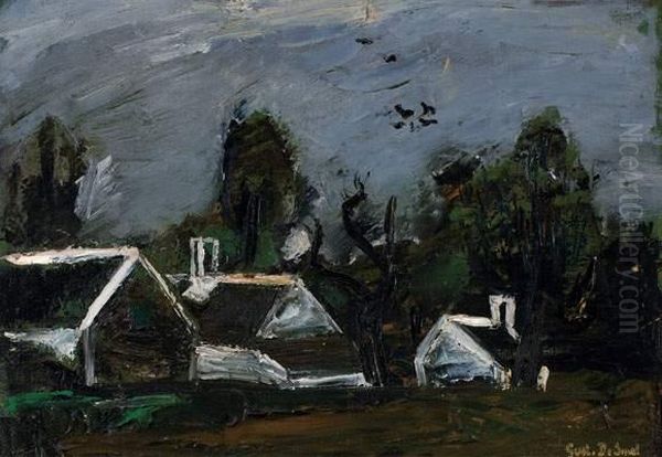 Paysage Avec Fermes (1942) Oil Painting by Gustave De Smet