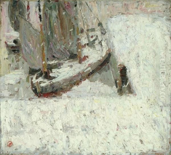 Snow-covered Harbour (1908) Oil Painting by Gustave De Smet