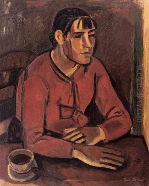 Vrouw In Het Rood Oil Painting by Gustave De Smet