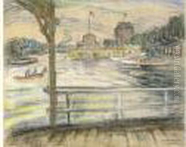 Gezicht Op De Amstel (1915) Oil Painting by Gustave De Smet