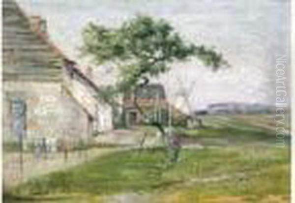 Hoeve Met Molen (ca. 1898) Oil Painting by Gustave De Smet