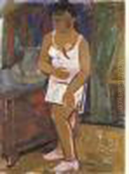 Meisje In Hemd - Jeune Fille A La Chemise (1937) Oil Painting by Gustave De Smet