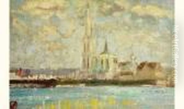 Cathedrale (verso: Voilier) Oil Painting by Gustave De Smet