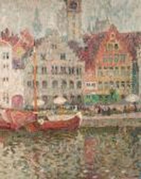 The Graslei In Ghent Oil Painting by Gustave De Smet