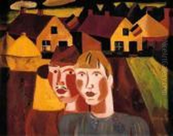 Het Echtpaar - Le Couple Au Village Oil Painting by Gustave De Smet