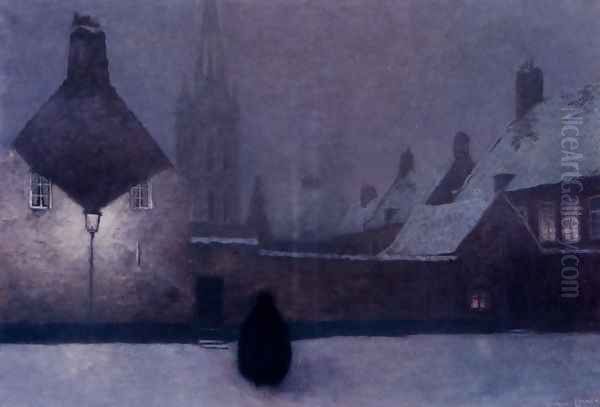 Snowy Evening Oil Painting by Georges Lemmen