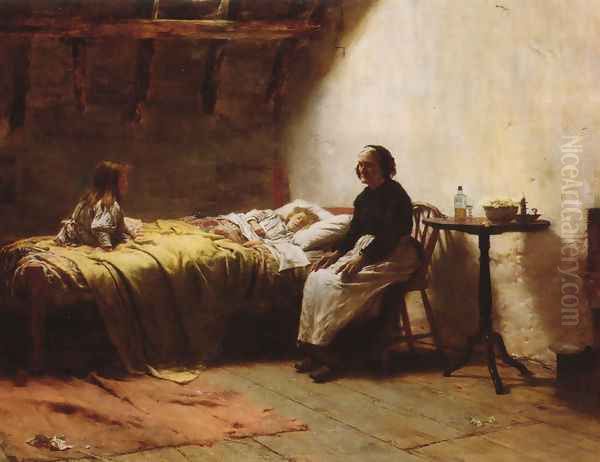 Motherless Oil Painting by Walter Langley